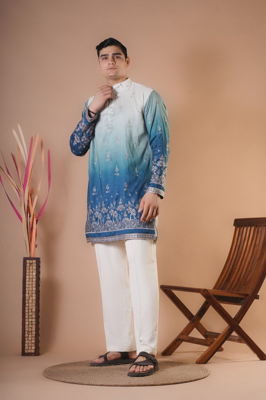 Azure Ombre Digital Print Kurta